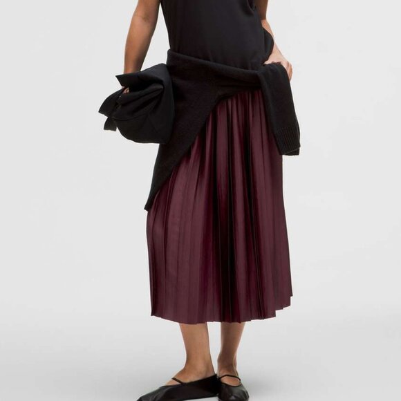 Lululemon Satin Pleated Midi Skirt - Picture 2 of 6